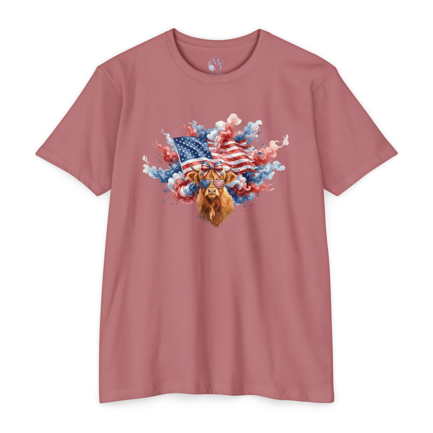 4th of July Highland Cow T-Shirt — Patriotic Scottish Cow Graphic Tee