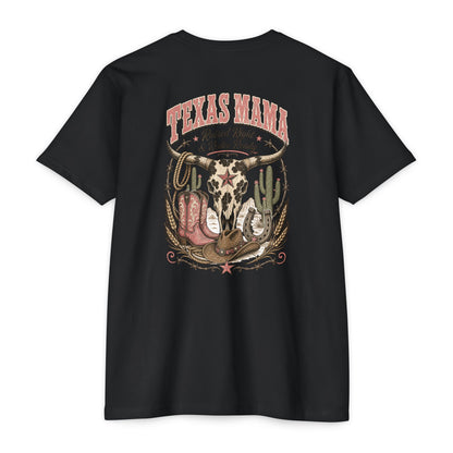 Texas Mama T-Shirt — Western Cowgirl Boots & Skull Graphic