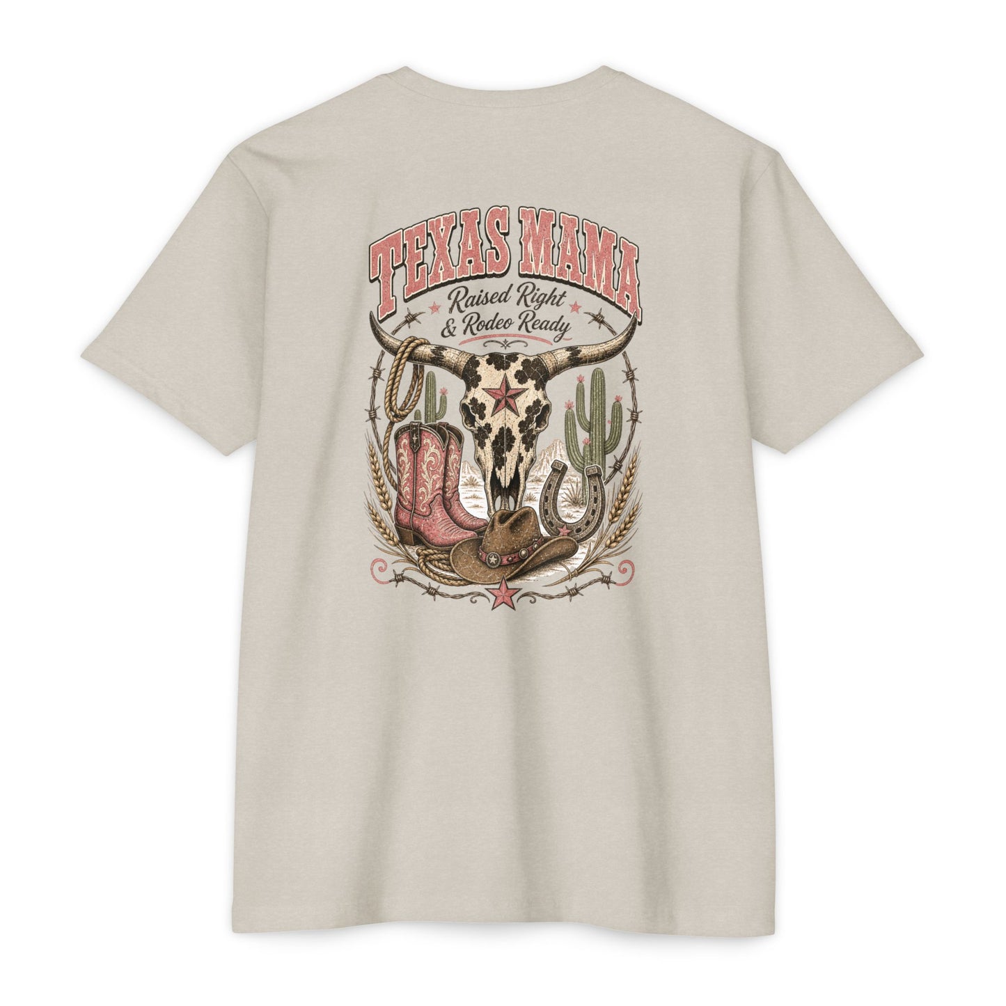 Texas Mama T-Shirt — Western Cowgirl Boots & Skull Graphic