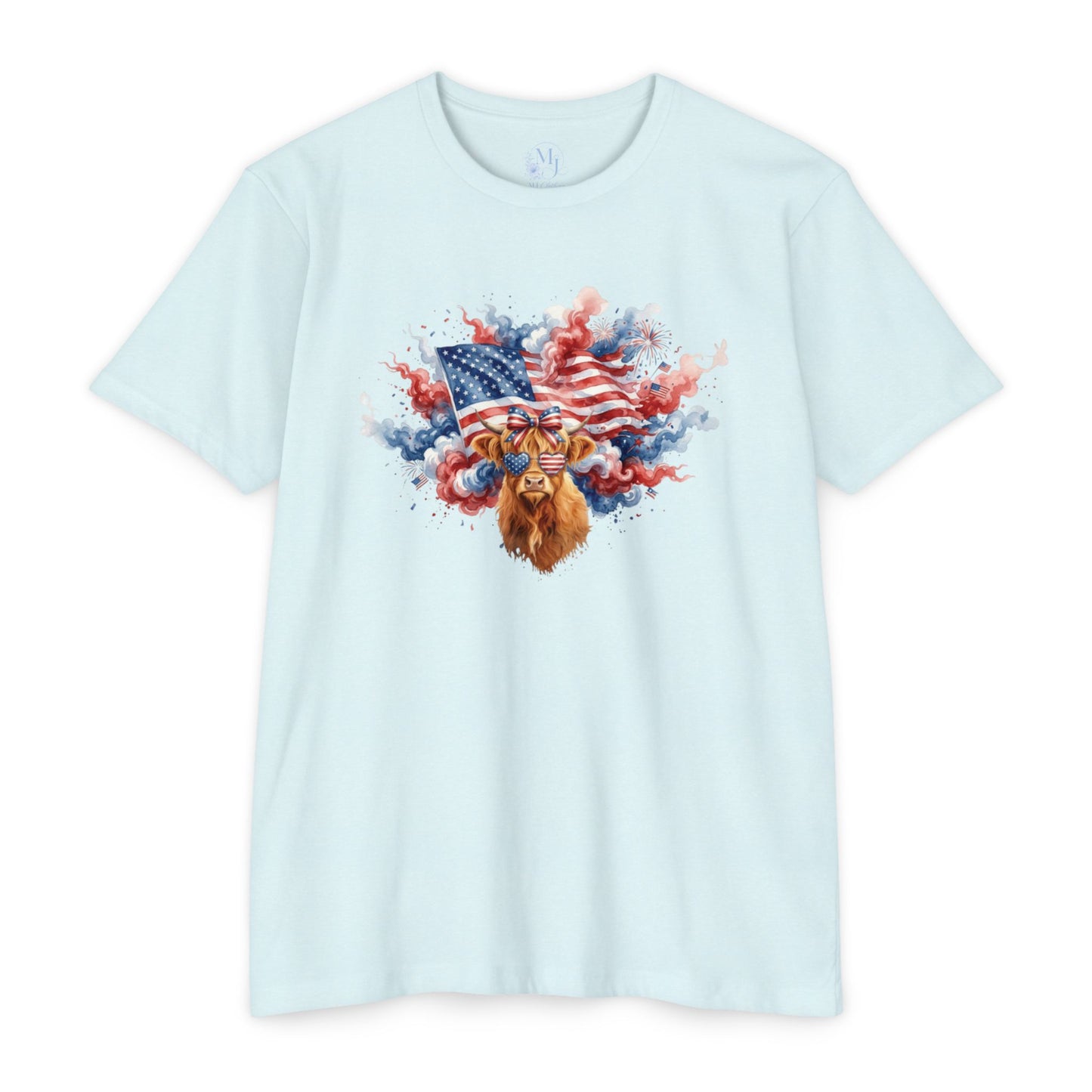 4th of July Highland Cow T-Shirt — Patriotic Scottish Cow Graphic Tee