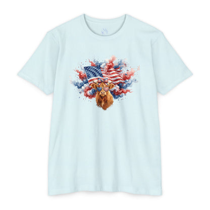 4th of July Highland Cow T-Shirt — Patriotic Scottish Cow Graphic Tee