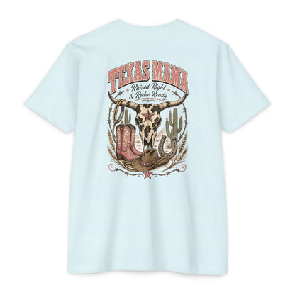 Texas Mama T-Shirt — Western Cowgirl Boots & Skull Graphic
