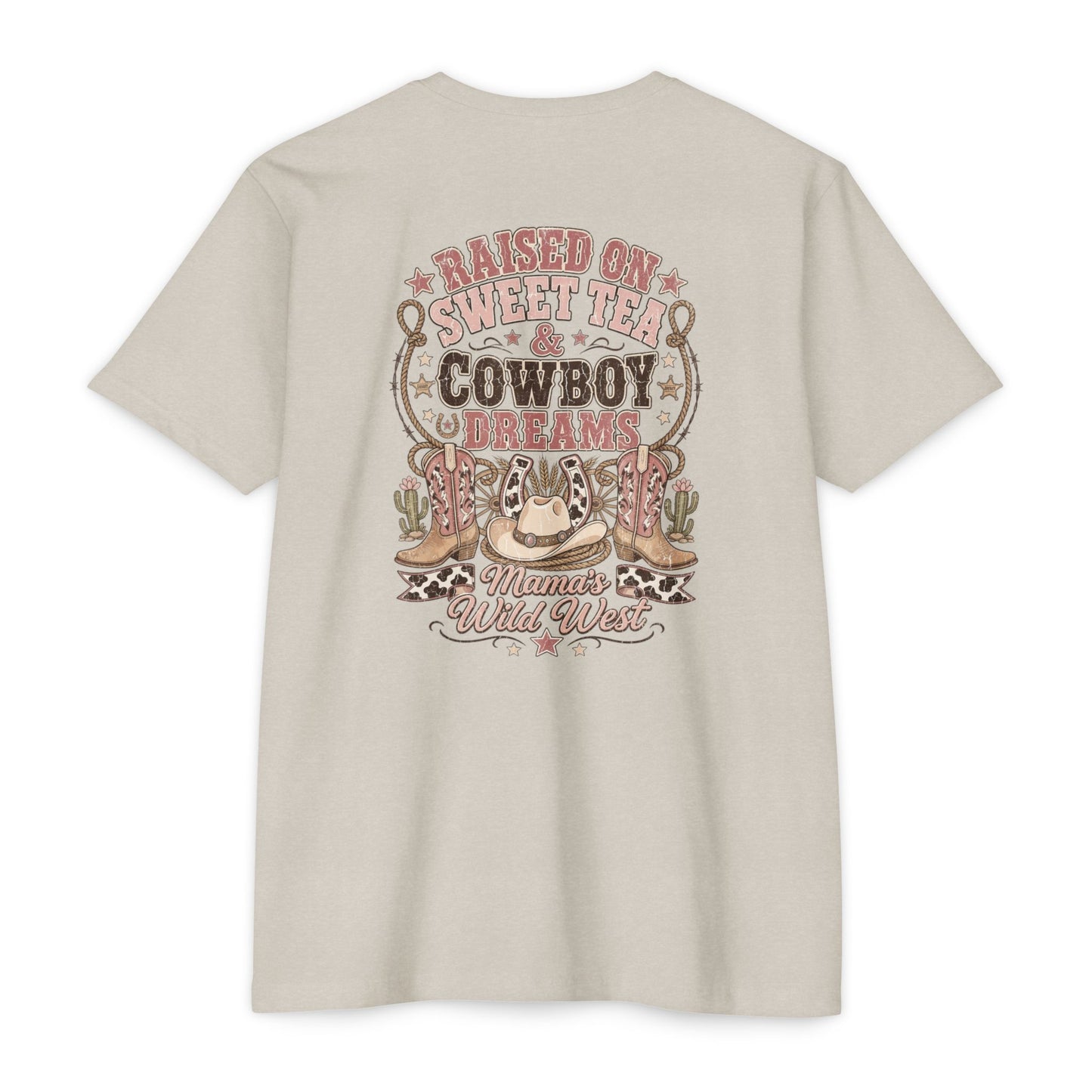 Western Mama T-Shirt — "Raised on Sweet Tea & Cowboy Dreams"