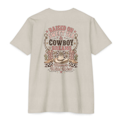 Western Mama T-Shirt — "Raised on Sweet Tea & Cowboy Dreams"