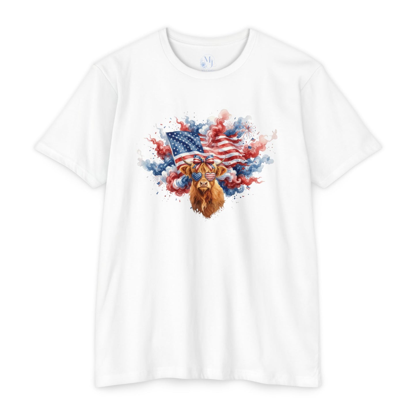 4th of July Highland Cow T-Shirt — Patriotic Scottish Cow Graphic Tee