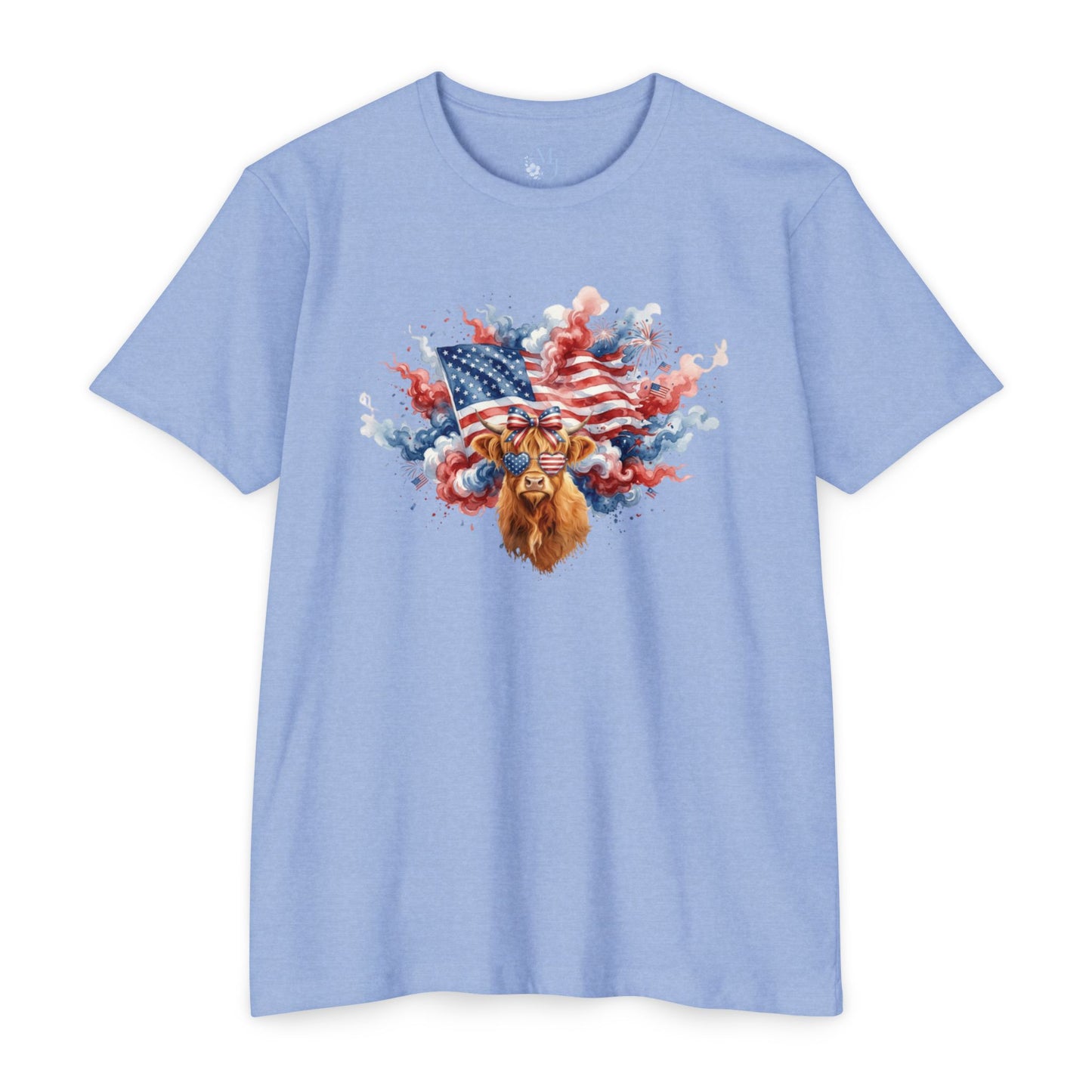 4th of July Highland Cow T-Shirt — Patriotic Scottish Cow Graphic Tee