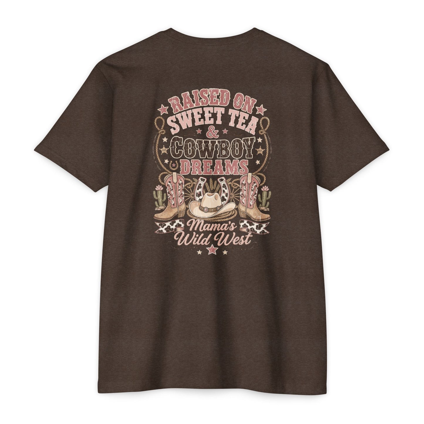 Western Mama T-Shirt — "Raised on Sweet Tea & Cowboy Dreams"