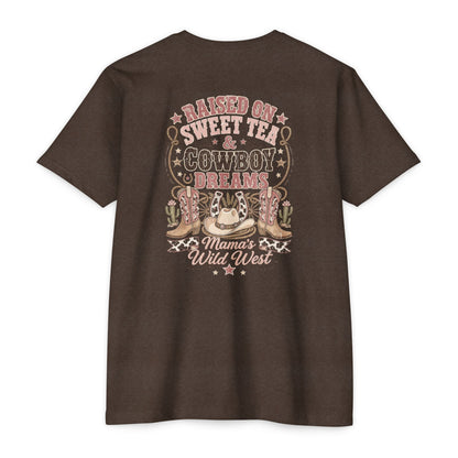 Western Mama T-Shirt — "Raised on Sweet Tea & Cowboy Dreams"