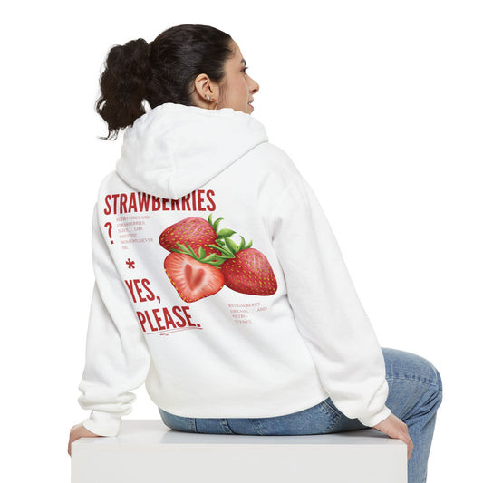 Strawberry Graphic Hoodie — Cute Pink/Red Fruit Design