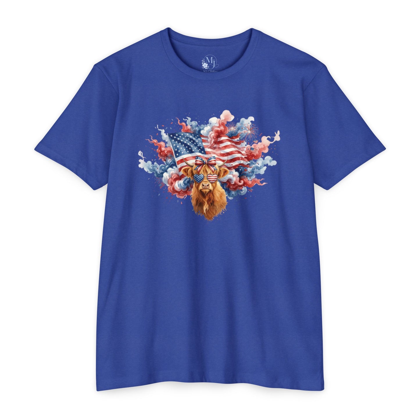 4th of July Highland Cow T-Shirt — Patriotic Scottish Cow Graphic Tee