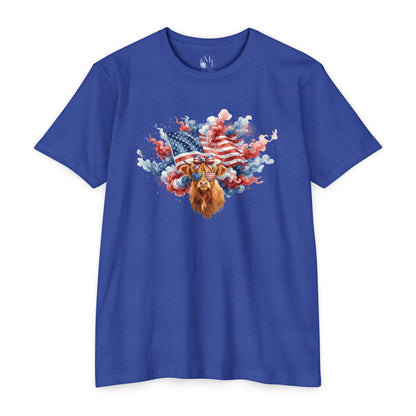 4th of July Highland Cow T-Shirt — Patriotic Scottish Cow Graphic Tee