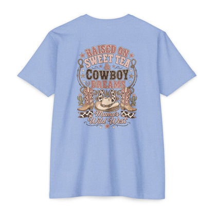 Western Mama T-Shirt — "Raised on Sweet Tea & Cowboy Dreams"