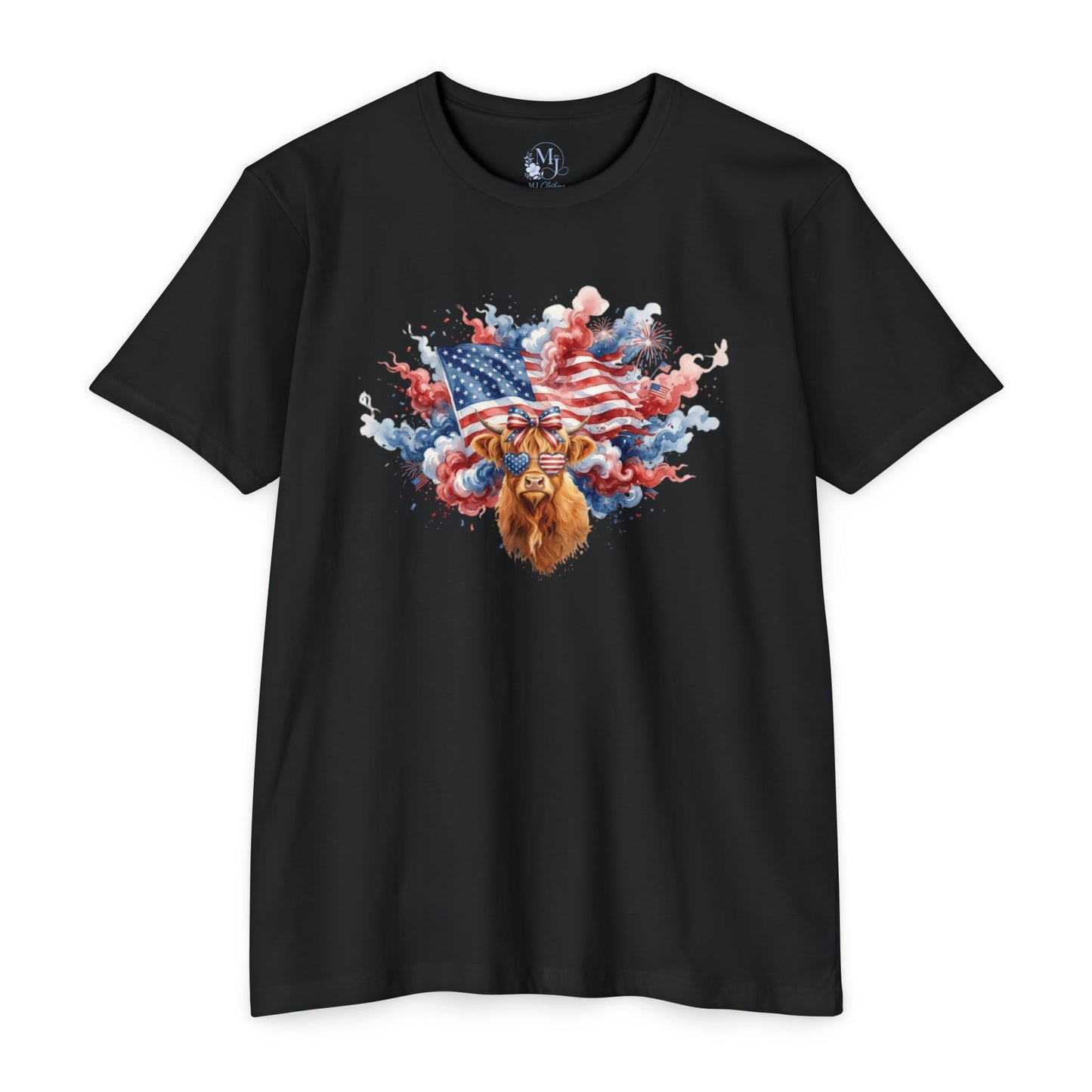 4th of July Highland Cow T-Shirt — Patriotic Scottish Cow Graphic Tee