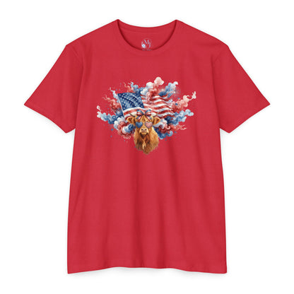 4th of July Highland Cow T-Shirt — Patriotic Scottish Cow Graphic Tee