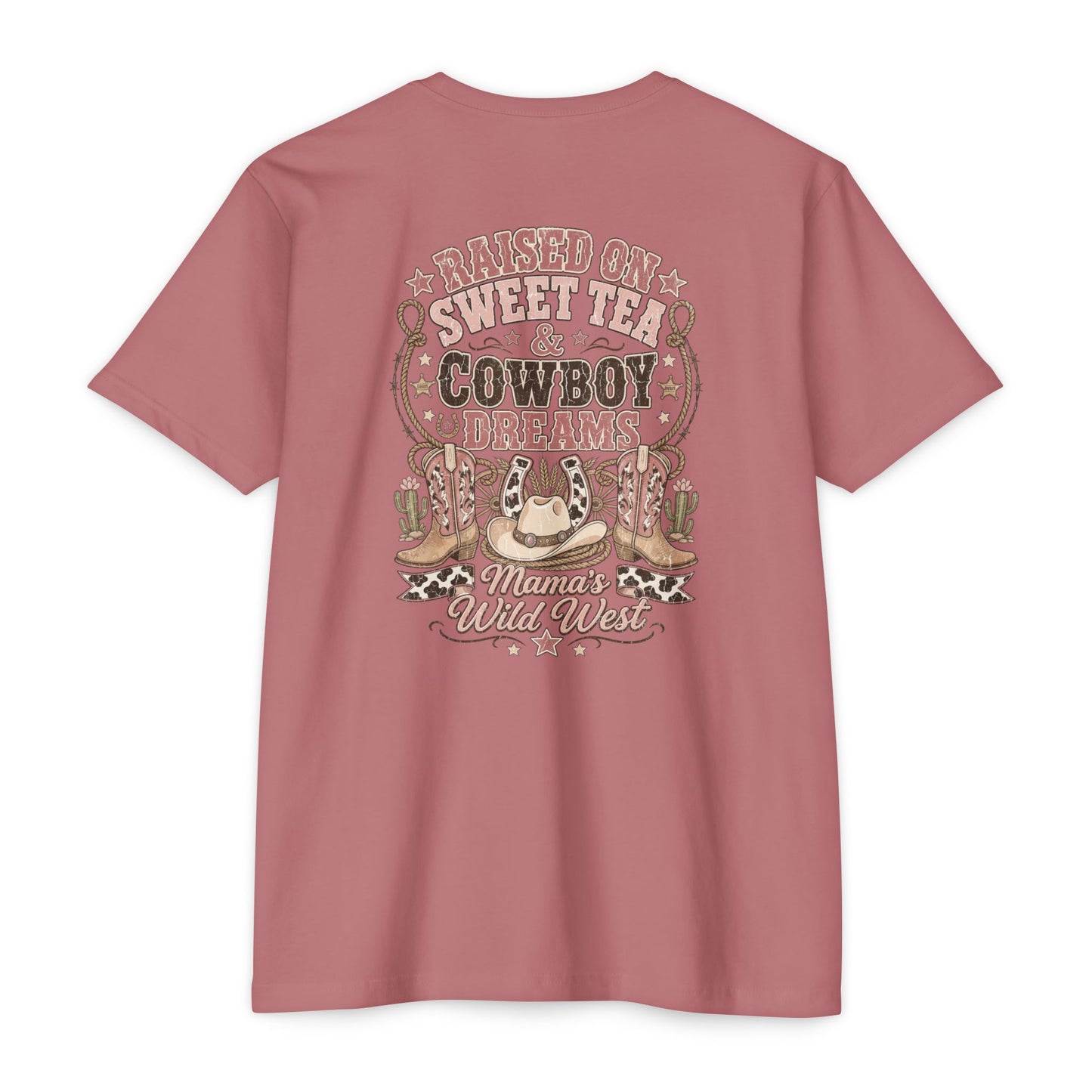 Western Mama T-Shirt — "Raised on Sweet Tea & Cowboy Dreams"