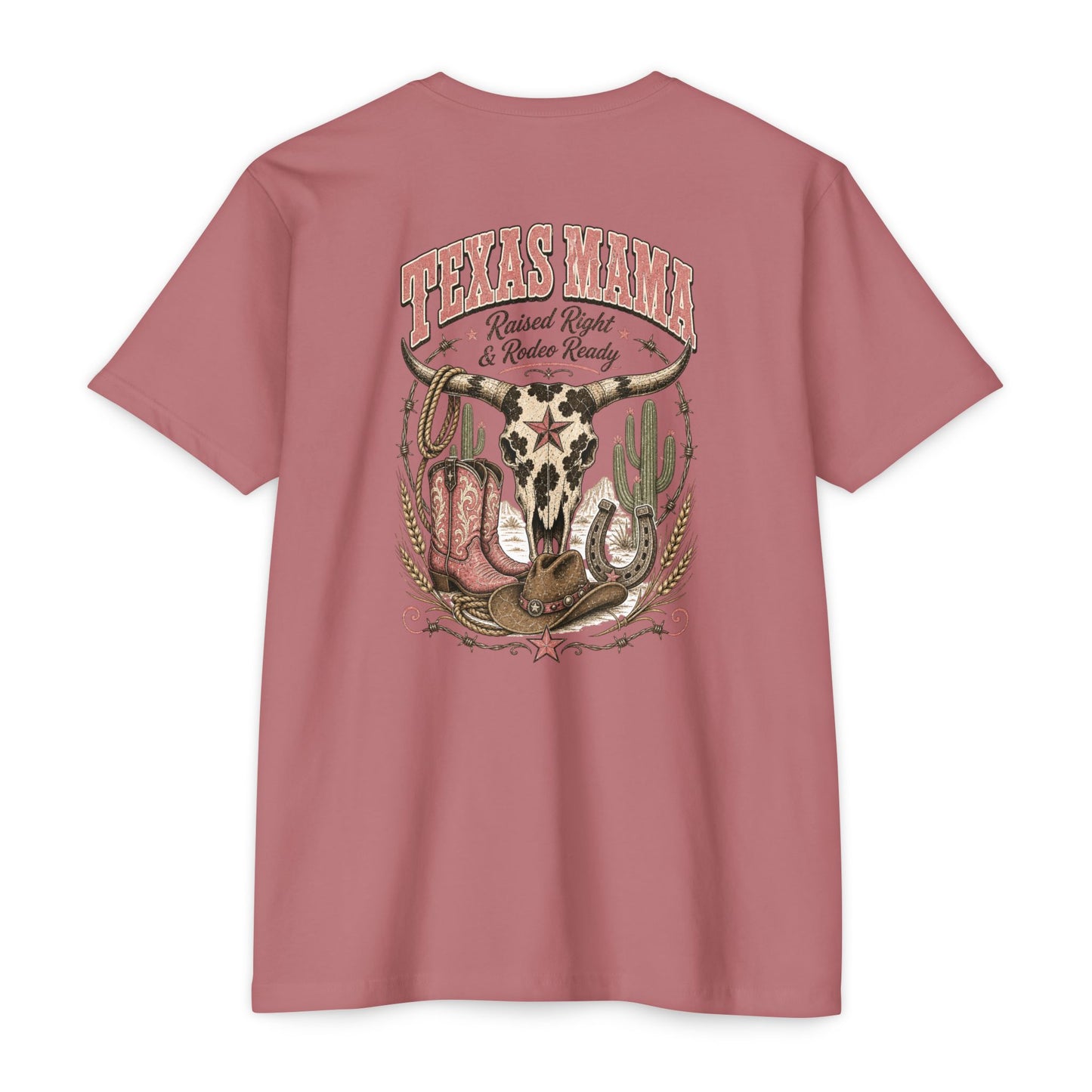Texas Mama T-Shirt — Western Cowgirl Boots & Skull Graphic