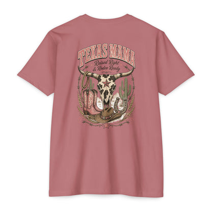 Texas Mama T-Shirt — Western Cowgirl Boots & Skull Graphic