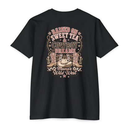 Western Mama T-Shirt — "Raised on Sweet Tea & Cowboy Dreams"