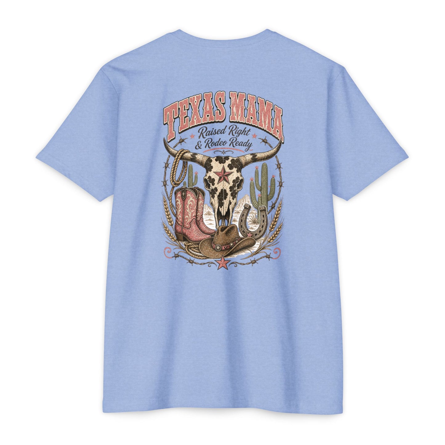 Texas Mama T-Shirt — Western Cowgirl Boots & Skull Graphic
