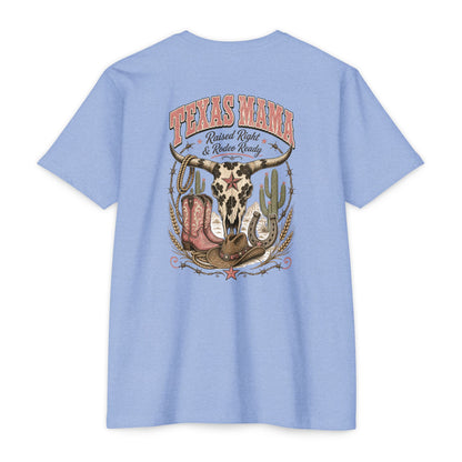 Texas Mama T-Shirt — Western Cowgirl Boots & Skull Graphic