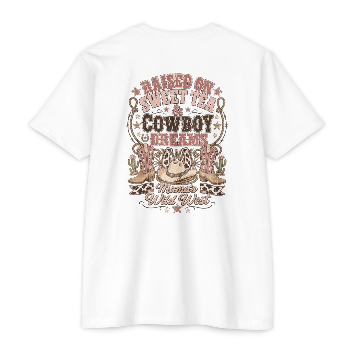 Western Mama T-Shirt — "Raised on Sweet Tea & Cowboy Dreams"