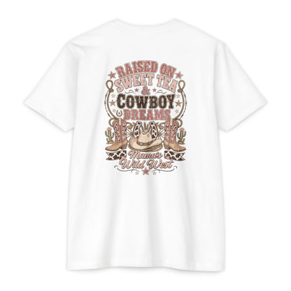 Western Mama T-Shirt — "Raised on Sweet Tea & Cowboy Dreams"